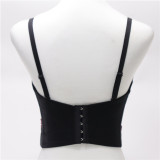 European and American gold pipe studded bead underwear with shiny diamond shapewear on the outside, mesh vest on the inside, and dance dance dance dancing suspender for women
