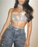 Cross border hot selling European and American celebrity sexy rhinestone neckband top, nightclub birthday party clothing