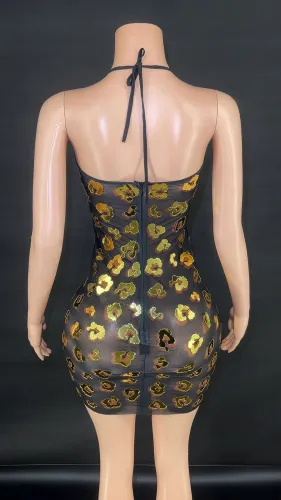 Cross border hot selling sequin lace tight fitting ultra short dress in Europe and America, evening dress, female singer performance dress, all in one suit