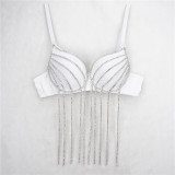 Tassel long chain suspender sexy strapless outer wear with gathered breasts and steel hoop short chest wrap stage watch