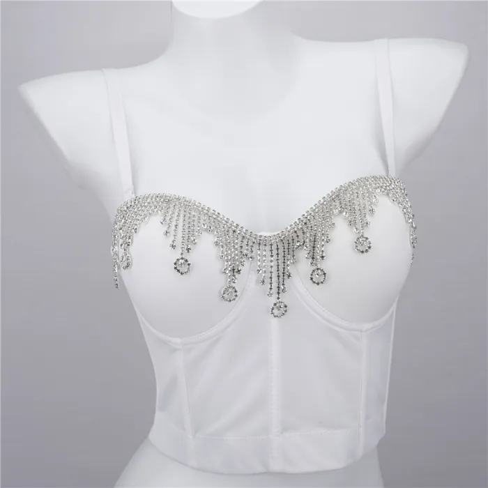 A diamond chain suspender for inner and outer wear, super hot slim fit, slim waist wrap, chest wrap, Amazon pure desire sexy nightclub bra