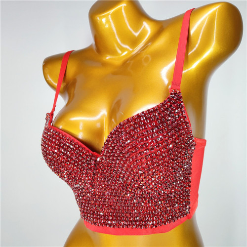 Women Diamond Crop Top Bra Underwear Tank Top Nightclub full diamond bra