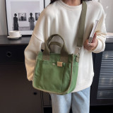 Handheld Small Square Bag Women's Bag New Spring/Summer Simple Canvas Bag Commuter Women's Bag Feeling Fashionable Handheld Crossbody Bag