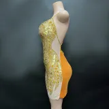 Cross border strap rhinestone sleeveless mesh backless rhinestone tight fitting dress, mini skirt, evening dress, performance dress