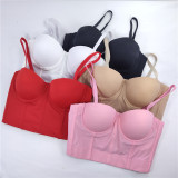 Amazon strapless solid color corset bra top with detachable shoulder straps for bridesmaids and dancers