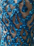 New European and American cross-border skin color transparent mesh shiny rhinestone sexy buttocks tight fitting dress, birthday banquet dress