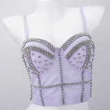 New Cross border Amazon Dingzhu Bright Diamond Bra and Fishbone Shaped Bra Performance Dress Gathers Heavy Industry Sling Women's Trend