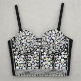 Dancer AB Colorful Diamond Pearl Diamond Short Slim Fit Girl Wrapped in Chest Inner Wear Short Sexy Shaped Bead Nightclub Spicy Girl
