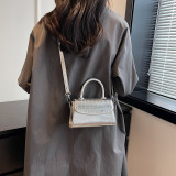 Lightweight Luxury Shoulder Bag for Women's New Western style Crocodile Pattern Crossbody Single Shoulder Crossbody Handheld Small Square Bag Trendy