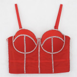 Amazon's best-selling diamond studded beaded suspender for wearing outside nightclub parties, tight fitting corset for wearing outside, sexy spicy girl bra