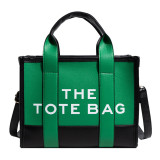 Cross border Colored Tote Bag Women's Summer Large Capacity Letter Handbag Outdoor Travel Open Shoulder Crossbody Bag