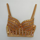 Bubble bead acrylic hand sewn diamond fishbone bra