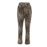 European and American New Pure Cotton Sexy Leopard Pattern Slim Fit Pencil Pants Fashionable Foreign Trade Women's Casual Pants
