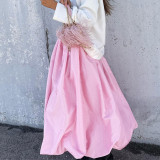 European and American fashion women's balloon skirt satin color Ding temperament spring design sense fluffy skirt half skirt women cross-border