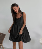 Cross border summer new European and American sexy spicy girl camisole dress with salt style loose fitting cotton linen A-line skirt