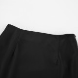 Spring Women's Imitation Acetic Acid Colored Ding Black Half Skirt French Commuter Satin Draping Fish Tail Skirt Long Skirt