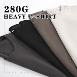 Customized heavyweight round neck short sleeved men's T-shirt with logo, fashionable oversize men's T-shirt, versatile men's t-shirt