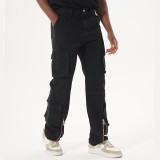 Instagram High Street Trendy Brand Multi Pocket Design Men's Jeans New Wide Leg Zipper Work Style Casual Pants