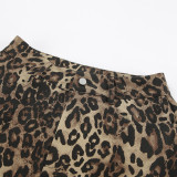 European and American New Pure Cotton Sexy Leopard Pattern Slim Fit Pencil Pants Fashionable Foreign Trade Women's Casual Pants