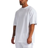 High quality heavyweight pure cotton oversize men's short sleeved T-shirt with cross-border trendy brand loose oversized men's T-shirt