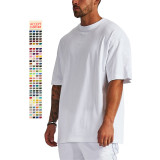 High quality clothing, heavyweight all cotton oversized men's T-shirt, trendy brand pure cotton loose shoulder short sleeved men's T-shirt