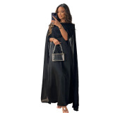 M7955 Foreign Trade Muslim Women's Wear Round Neck Loose Middle East Robe Chiffon Dress European and American Women's Wear