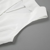 New European and American White V-neck Sleeveless Vest, Vest, Long Pants, High Grade Set, Fashionable Foreign Trade Women's Summer