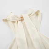 European and American summer new minimalist style white fishtail skirt long skirt backless hanging neck sleeveless dress for women