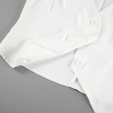 New European and American White V-neck Sleeveless Vest, Vest, Long Pants, High Grade Set, Fashionable Foreign Trade Women's Summer