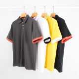 High quality trendy brand polo shirt, customized men's short sleeved casual T-shirt, summer business outfit, color blocking polo shirt