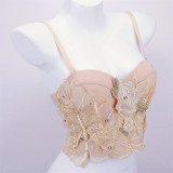 Flower shaped underwear with lace embroidery French style