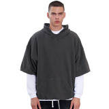 450g American Heavyweight Half Sleeves Retro Hoodie Men's Autumn/Winter New Products Washed Sweater Men's