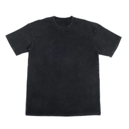 Dark black European and American high street trendy brand wax dyed T-shirt with printed short sleeved T-shirt for men's retro medium sleeved distressed T-shirt