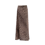 Leopard print sexy wrap buttocks fishtail skirt drag floor skirt, European and American new spring women's drape long skirt