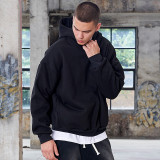 Autumn and Winter New Heavyweight Short Wide Trendy Brand Hoodie High Quality Loose Solid Color Plush Shoulder Men's Pullover Sweater