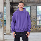 Trendy brand hoodie | Customized popular solid color heavyweight men's hoodie with plush pullover hoodie for men