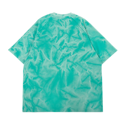 Summer Outdoor Leisure Water Ripple Wash Old Short sleeved T-shirt Men's Loose Raglan Retro Trendy Brand T-shirt Top