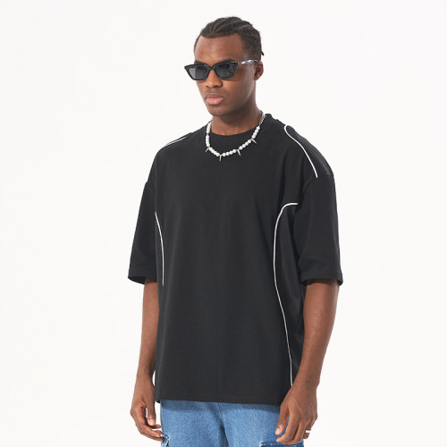Trendy Men's Wear | Street Trendy Same Style Mesh Spliced Pure Cotton T-shirt Summer Casual Outwear Breathable Short sleeved Men's T-shirt