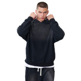Fashion trendsetter spray polo hoodie hoodie, customized heavyweight cotton looped spray dyed gradient trendy men's hoodie