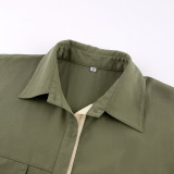 European and American fashion long sleeved shirts, cross-border splicing, contrasting colors, niche women's clothing, retro design, shirt skirt, women's clothing