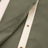 European and American fashion long sleeved shirts, cross-border splicing, contrasting colors, niche women's clothing, retro design, shirt skirt, women's clothing