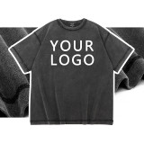 Trendy Men's Wear | Trendy Versatile Anti Car Workers Retro Wash Pure Cotton Short sleeved T-shirt Street Hip Hop Heavy Duty T-shirt for Men
