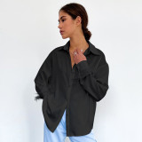 Autumn New European and American Fashion Casual Shirts Versatile Women's Ice Silk Feather Splicing Design Feeling Ostrich Hair