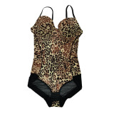 European and American leopard print shapewear, sexy camisole bra, adjustable upper support, waist tightening, one piece shapewear for women