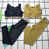 New European and American cross-border swimsuit women's solid color split long pants two-piece yoga sports women's swimsuit
