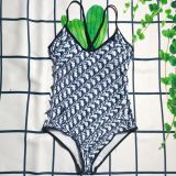Cross border swimwear for women from Europe and America, printed with letters from D family, sexy one piece backless women's swimwear