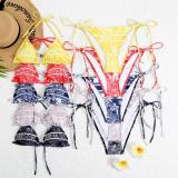 Cross border European and American foreign trade tiger print swimsuit split body bikini lace up triangle bag fashionable women's swimsuit