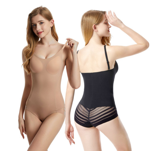 Cross border oversized shapewear with strapless jumpsuit, no steel ring, chest pad, upper support, double layered waist tightening