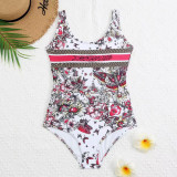 New European and American Cross border Swimsuit Women's One Piece D Family Printed Sexy Fashion Women's Swimsuit
