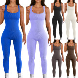 Amazon's best-selling cross-border women's clothing in Europe and America, popular square neckline sleeveless jumpsuit for foreign trade, tight fitting sleeveless jumpsuit for women
